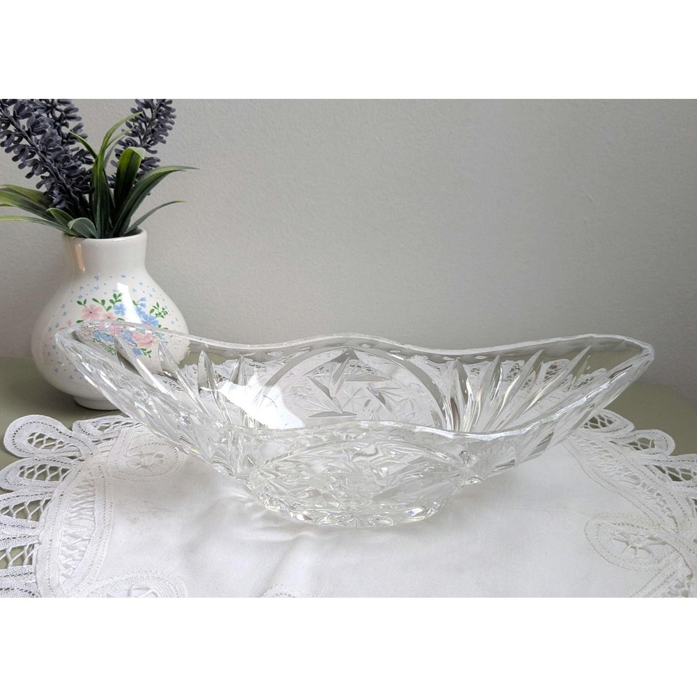 Vintage Crystal Relish Dish, Pinwheelβ Cut Glass Candy Dish, Trinket Tray